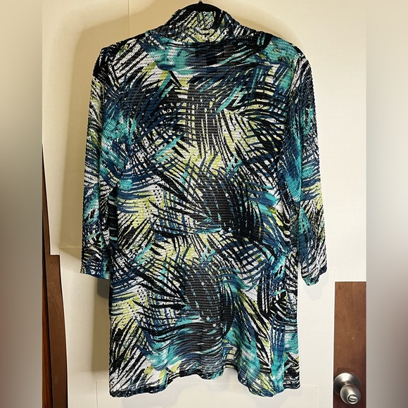 Frank Lyman Design Women’s Sz 14 Tropical Stretch Nylon Open Front Cardigan - Picture 2 of 5